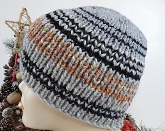 Cozy Hand-Made Wool Blend Mens Hat in Size L