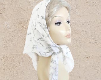 White Headscarf for Women: Square  Kerchief