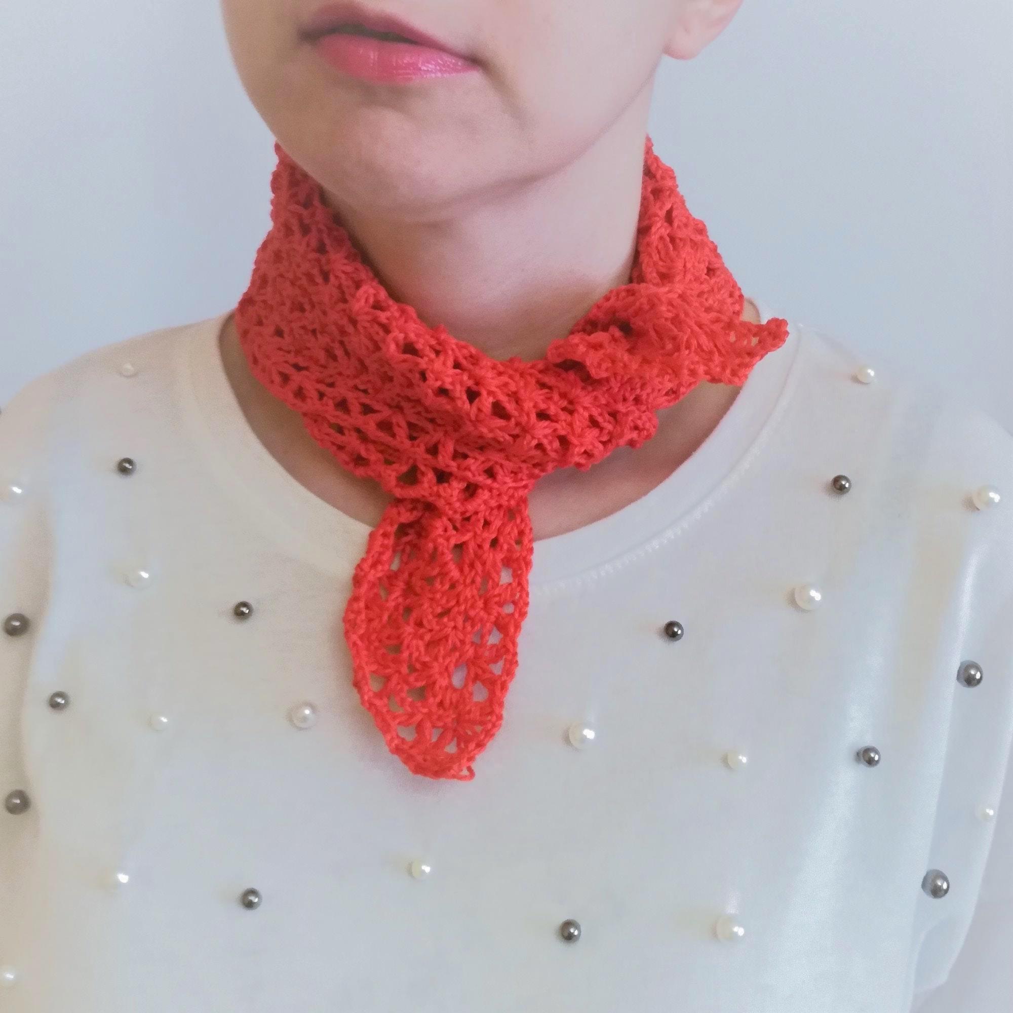 UPON REQUEST Red Crochet Head Scarf – Handmade – 100% Cotton Red Crocheted Headscarf - Etsy main image 3