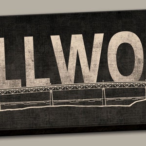 Portland Oregon Sellwood Bridge Canvas Print Sign; One 24&quot; x 8&quot; x 1.5&quot; Stretched Canvas