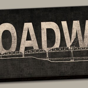 Portland Oregon Broadway Bridge Canvas Print Sign; One 24&quot; x 8&quot; x 1.5&quot; Stretched Canvas