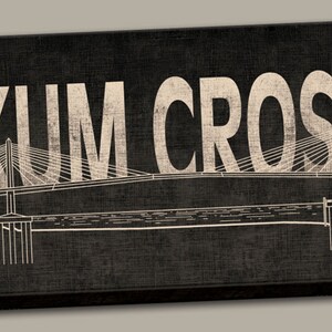 Portland Oregon Tilikum Crossing Bridge Canvas Print Sign; One 24&quot; x 8&quot; x 1.5&quot; Stretched Canvas