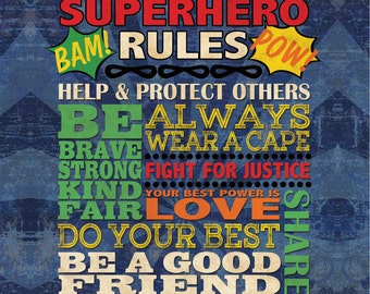 Reglas de Superher personalizadas Lienzo estirado; Un lienzo de 12x16"