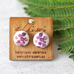 Elderberry pink berry ceramic studs, ceramic earrings, ceramic jewellery, minimalist studs, eco friendly gifts, sustainable jewellery