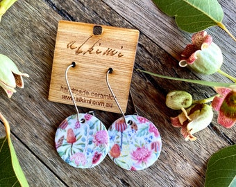 Australian Native Flower earrings, Native Australian, Colors, Flowers, Wildflowers, Porcelain Earrings, Surgical Steel, Gifts Her, Gift