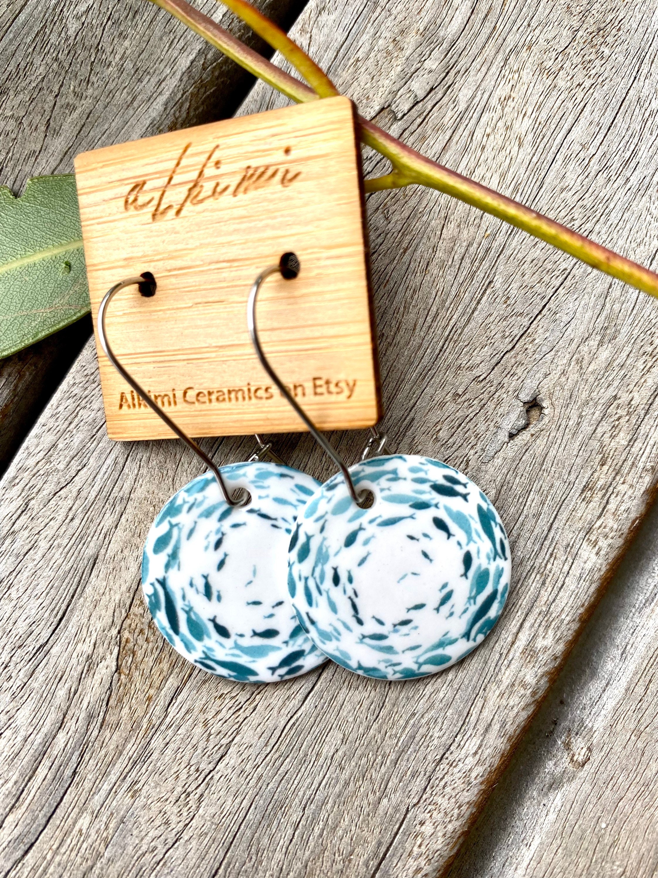Shoal Porcelain Earrings Handmade Porcelain Jewelry Fish Earrings