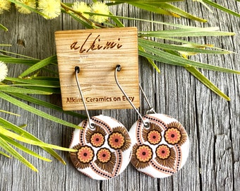 70's Orange Vintage Earrings / Statement Vegan Dangle Jewelry / Sustainable Packaging / Free Shipping Gift Idea / Women / Vintage Gifts