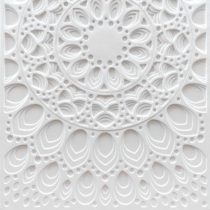 Grace Mandala - blank handmade die cut card keepsake dimension monochrome white wedding engagement birthday sympathy love