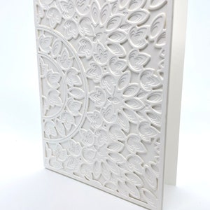 Layered Leaves - blank handmade die cut card keepsake dimension monochrome white wedding engagement birthday sympathy love
