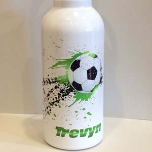Personalized 20 oz Stainless Steel Water Bottle Green Soccer Team Kids Teacher Coach Gifts