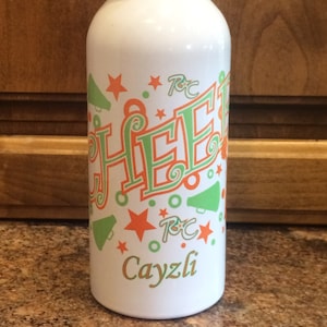 Personalized 20 oz Stainless Steel Water Bottle Cheer Team Kids Teacher Coach Gifts Cheerleader Cheerleading