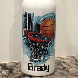 Personalized 20 oz Stainless Steel Water Bottle Basketball 2 Team Kids Teacher Coach Gifts Sublimated