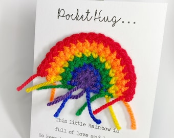 Pocket Hug Rainbow, Multiple colour choices. Crochet.