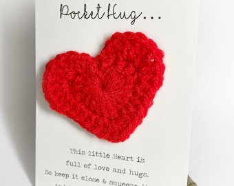 Pocket Hug Heart, Multiple colour choices. Crochet.