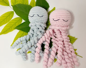 Crochet Octopus/Jellyfish, Preemie, Newborn Baby Sensory Toy- Pink, Blue, Silver, Sage, Lilac or Lemon. CE/UKCA