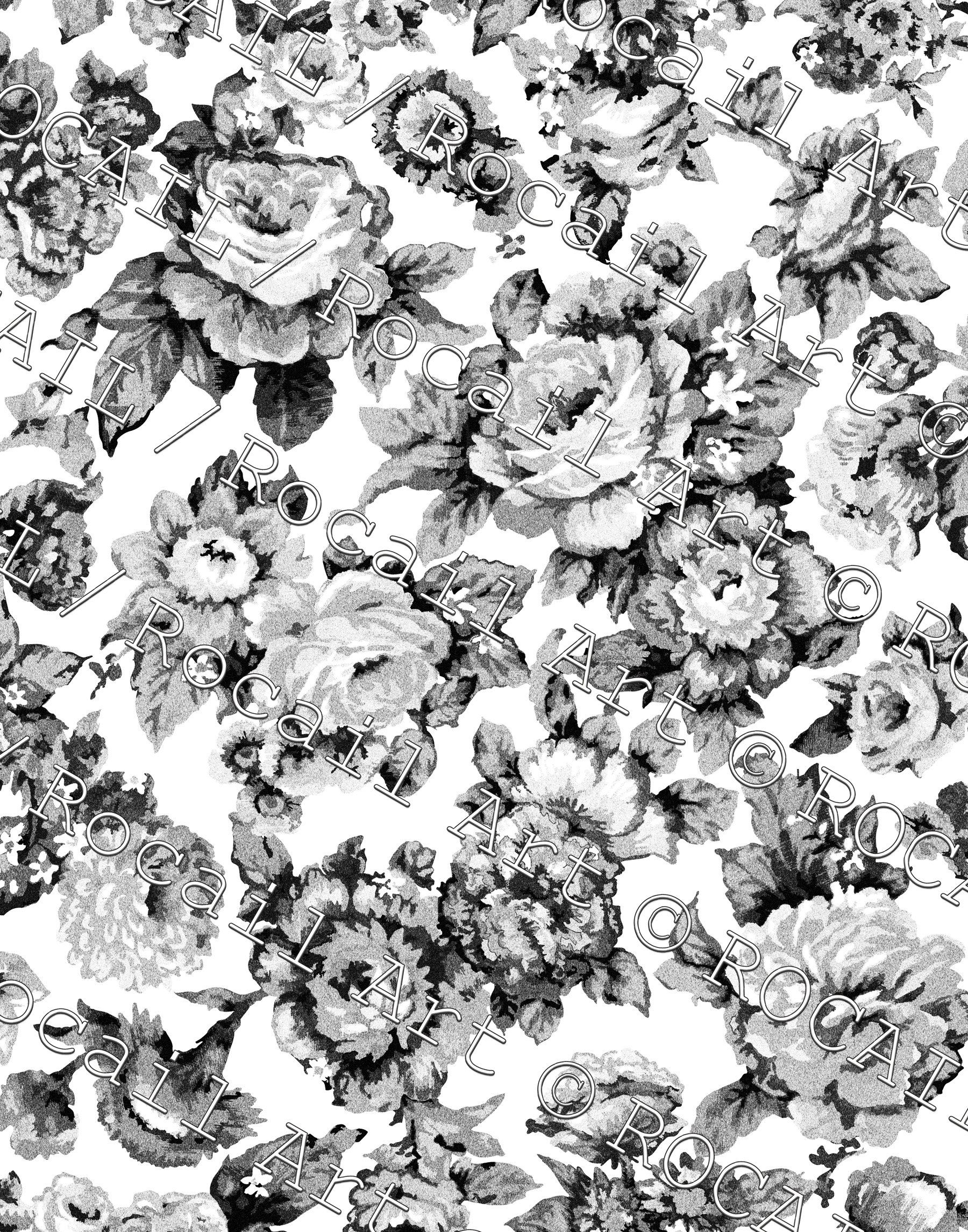 Vintage Floral Art Print in Black and White Flower Wall Etsy