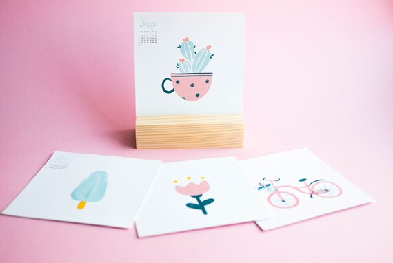 Your Simple Year 2020 Desk Calendar Illustrated Calendar Etsy