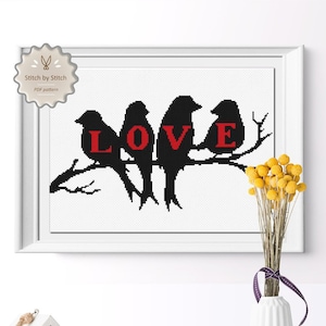 Love Birds Cross Stitch Pattern, Love Cross Stitch, Wedding Cross Stitch, Instant PDF Download