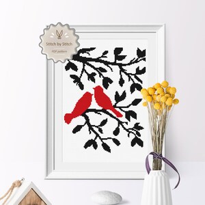 Cross Stitch Pattern, Love Birds Pattern, Love Cross Stitch, Cute Cross Stitch, Easy Cross Stitch Digital Download, Wedding Point de Croix