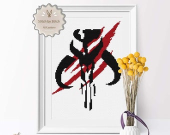 Mandalorian Cross Stitch Pattern, Star Wars Cross Stitch Digital PDF Download