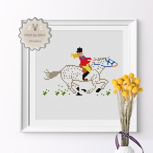 Horse Rider Cross Stitch Pattern, Modern Easy Cross Stitch Pattern, Horse Pattern Instant download, Animal Pattern Point de Croix