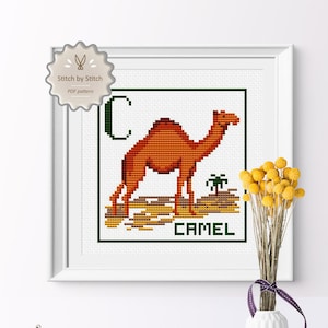 Camel Cross Stitch Pattern, Alphabet Cross Stitch Pattern, Baby Cross Stitch, Animal Cross Stitch, Point de Croix, Instant Download