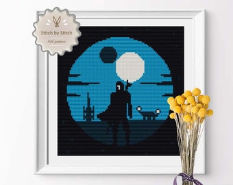Mandalorian Cross Stitch Pattern, Star Wars Cross Stitch Digital PDF Download