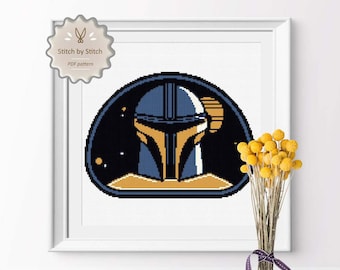 Mandalorian Cross Stitch Pattern, Star Wars Cross Stitch Digital PDF Download
