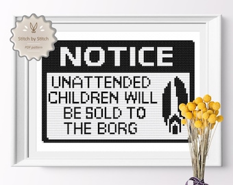 Star Trek Cross Stitch Pattern, Borg Modern Cross Stitch Digital Download, Star Wars Wall Art, Modern Embroidery, xStitch Point de Croix