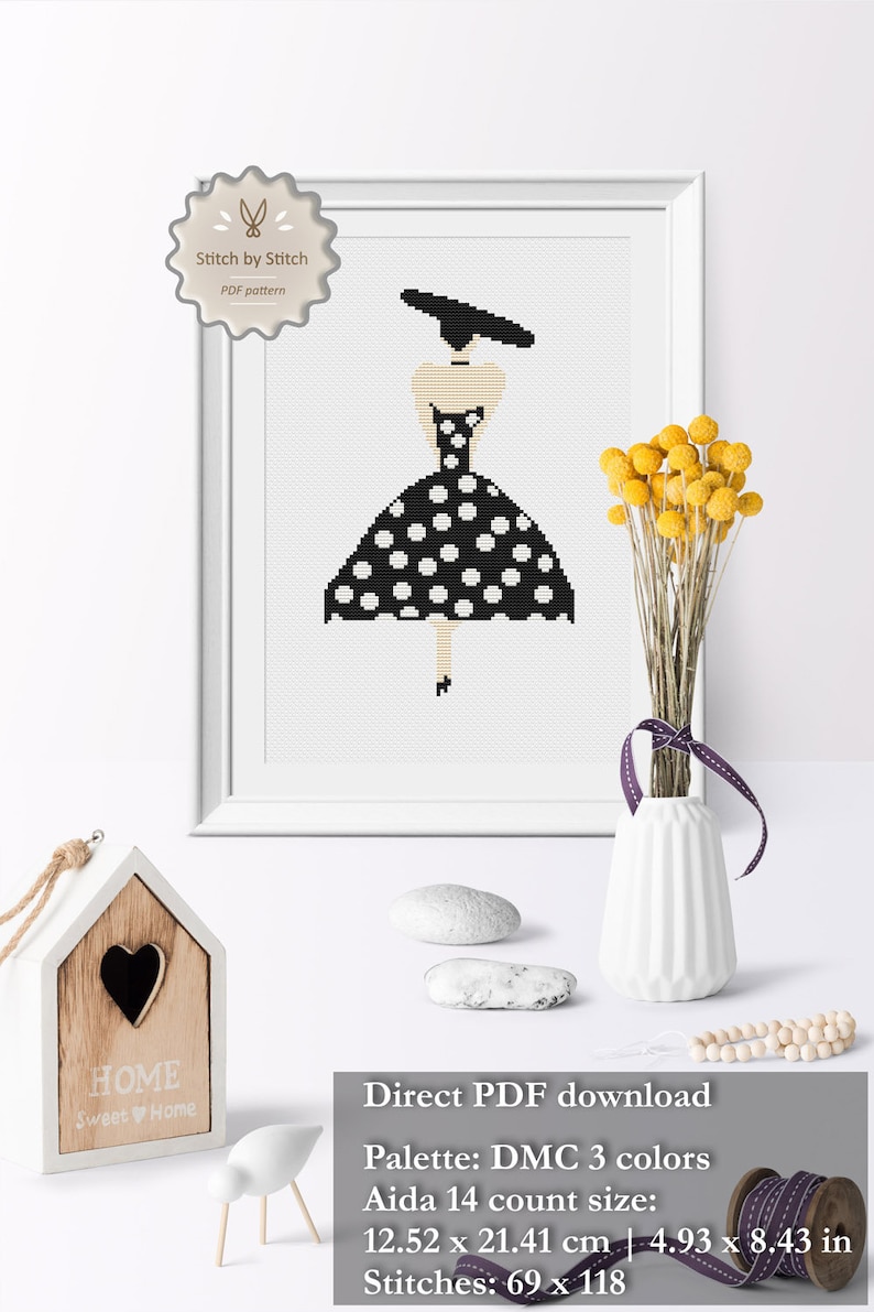 Fashion Cross Stitch Pattern Modern Cross Stitch Point De Etsy