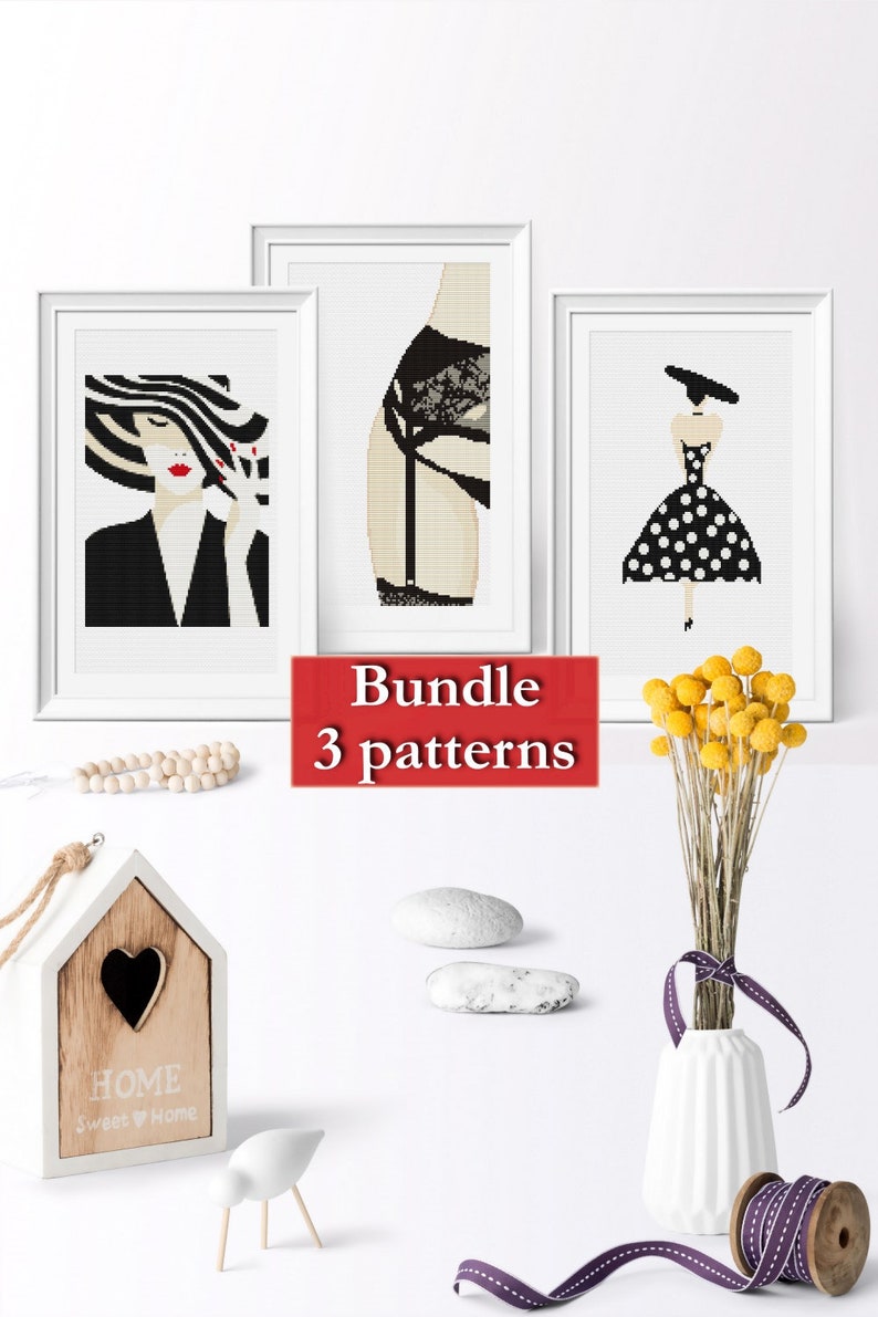 Fashion Cross Stitch Pattern Modern Cross Stitch Point De Etsy