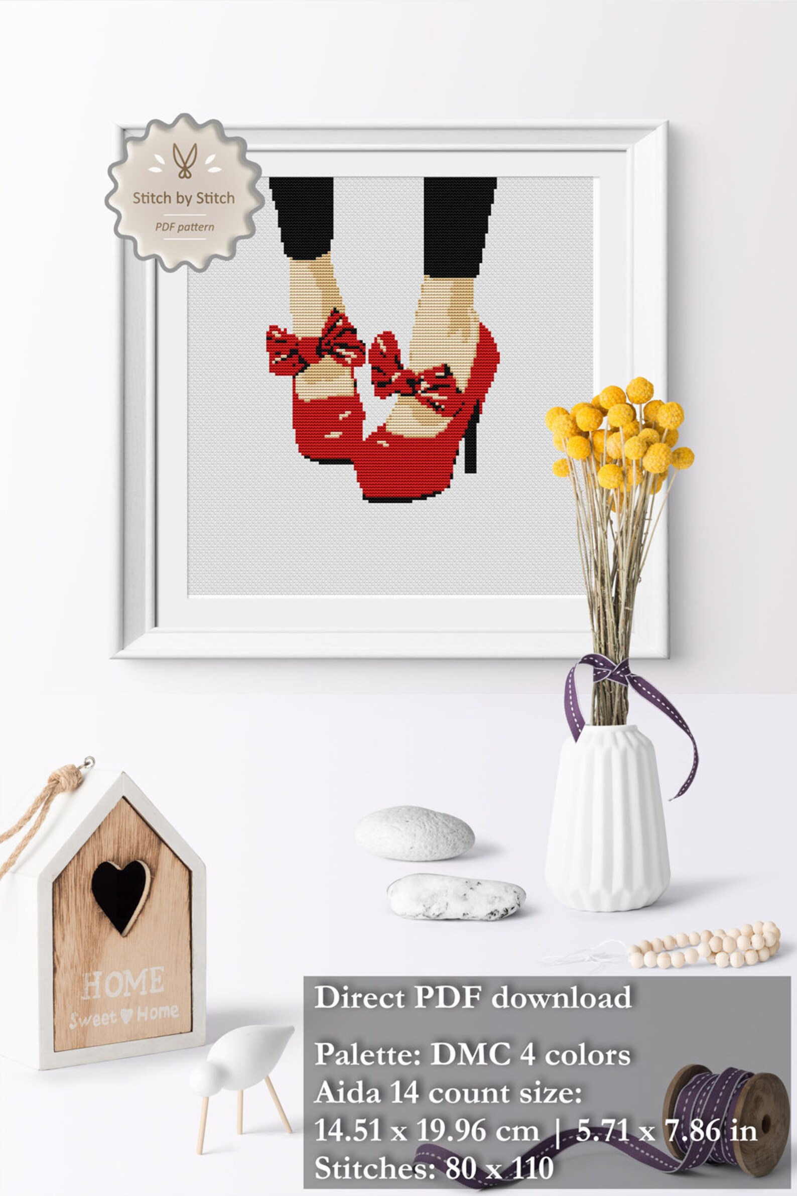 Shoes Cross Stitch Pattern Fashion Cross Stitch Instant Etsy