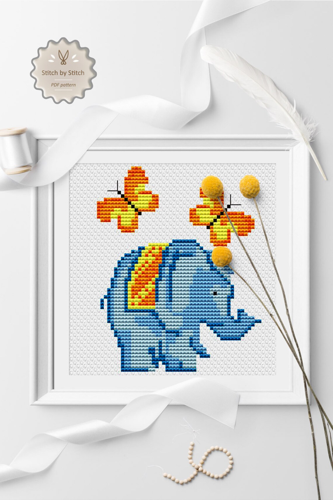 Elephant Cross Stitch Pattern, Baby Counted Cross Stitch Pattern