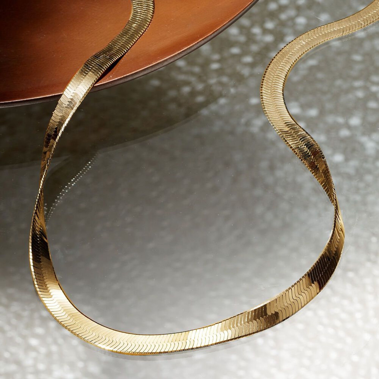 Beautiful 18 Herringbone Chain 14K Dipped Etsy