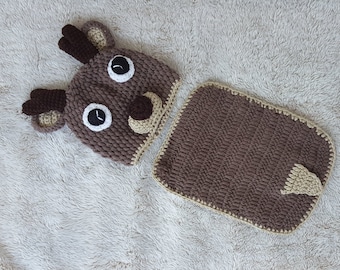 Newborn deer Crochet Outfit Newborn Elk reindeer Photo Prop crochet baby boy deer outfit newborn reindeer costume baby girl boy photo prop