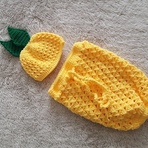 Pineapple Baby Cocoon Crochet Newborn Hawaiian Theme Photo Etsy
