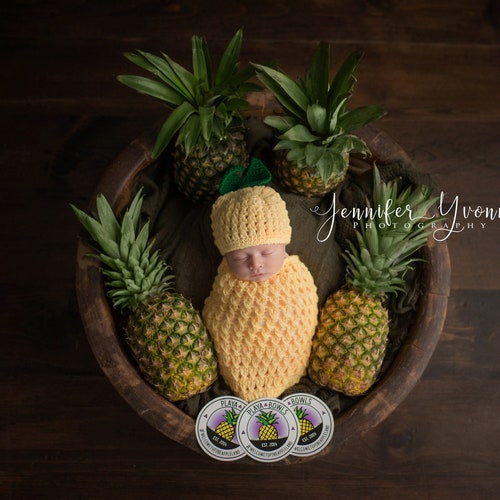 Pineapple Baby Cocoon Crochet Newborn Hawaiian Theme Photo Etsy