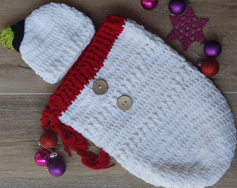 Newborn Snowman outfit set,Christmas photo prop.Newborn Xmas Snowman Cocoon Photo Prop,Christmas gift,X-mas swaddling cloth 1st Xmas outfit