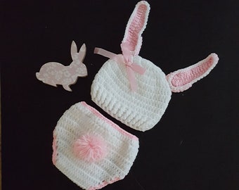 Crochet Rabbit Bunny Baby outfit,Baby girl Crochet Knit Costume,Photo Photography Outfits,baby accessories, new born prop. Easter photo prop