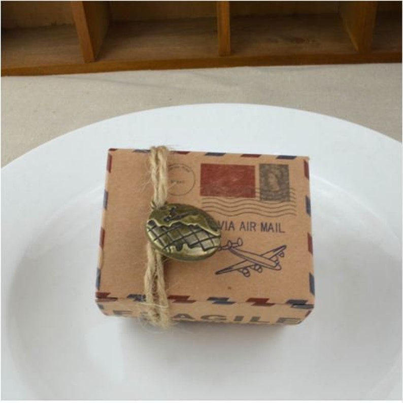 Party Favor Boxes Kraft box Candy box Wedding party favor box gift box Craft paper candy box Travel Theme candy box Airplane Favor Box 20pcs