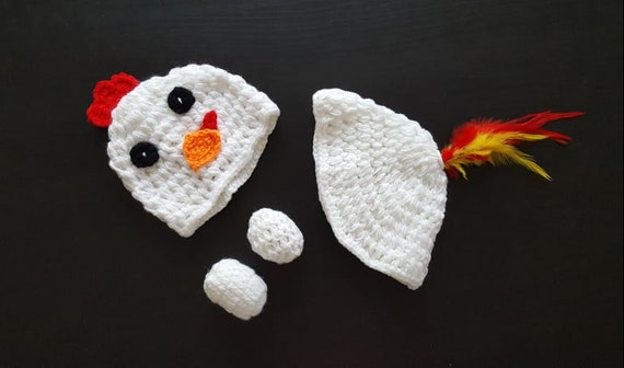 Baby Newborn Chicken Beanie Butt Cover Egg Knitted Crochet Photo Props