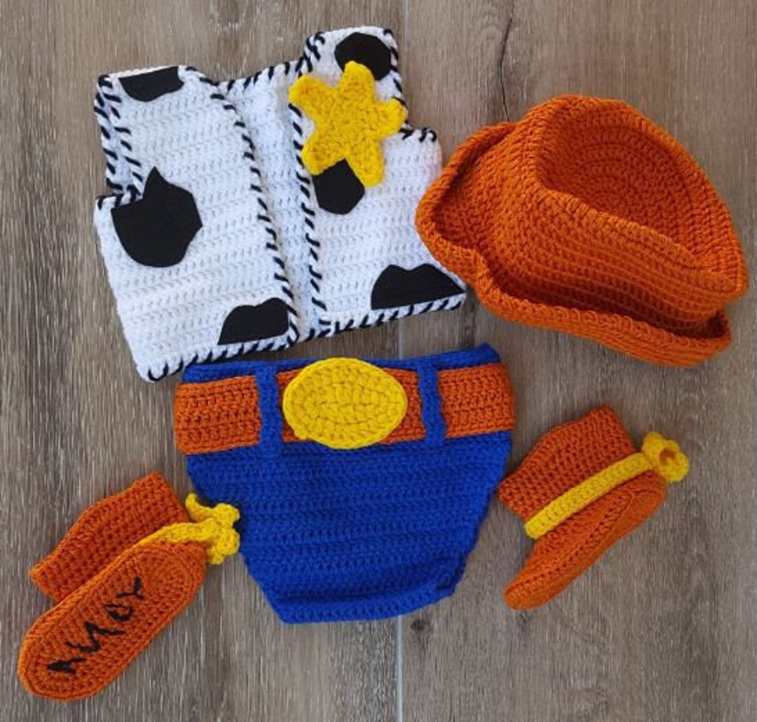 Buy Newborn Crochet Cowboy Baby Outfitwoody Toy Story Costume Online in  India - Etsy