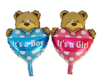 SALE-Baby Shower Balloon,New Baby balloon it's a girl / It's a boy Balloon, bear centerpiece baby boy /girl  balloon, Gender Reveal Balloon,