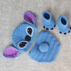 Disney Stitch photo prop,Stitch Angel costume,Baby boy girl Crochet Stitch or Angel outfit,Photo Outfit,baby shower gift,Stitch photo prop image 2