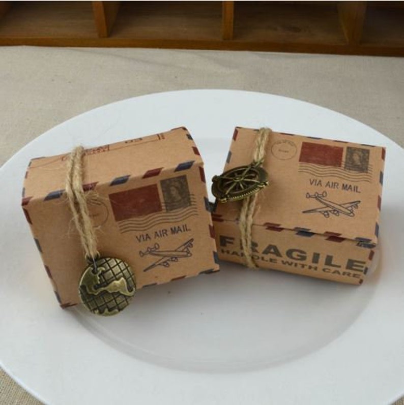 Party Favor Boxes Kraft box Candy box Wedding party favor box gift box Craft paper candy box Travel Theme candy box Airplane Favor Box 20pcs