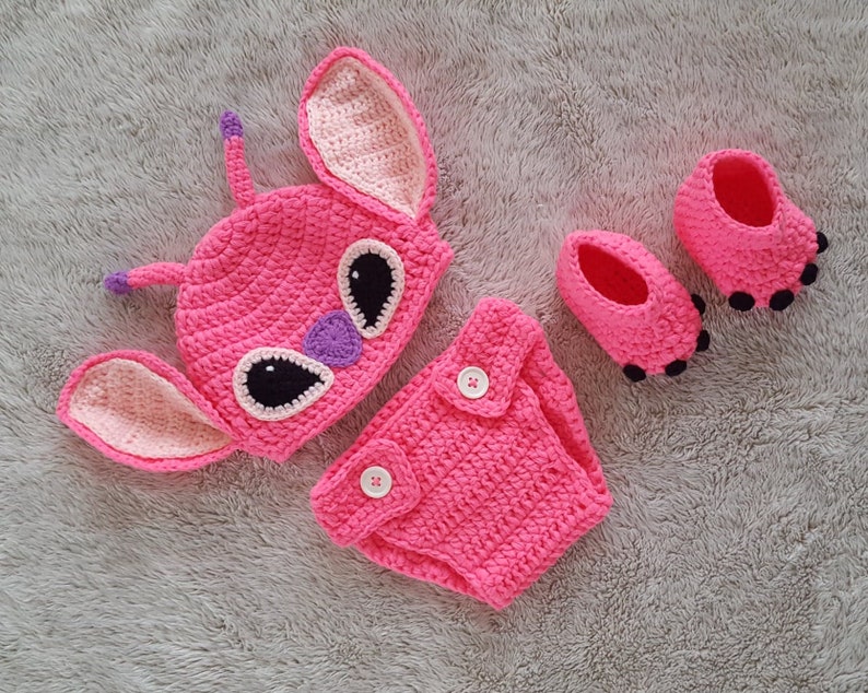 Disney Stitch photo prop,Stitch Angel costume,Baby boy girl Crochet Stitch or Angel outfit,Photo Outfit,baby shower gift,Stitch photo prop image 3