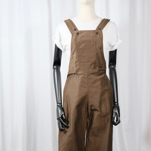 Brown 70s bell bottom overalls / Size XXS