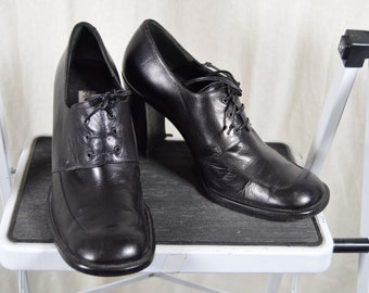 Heeled derbies / black leather / size 37.5