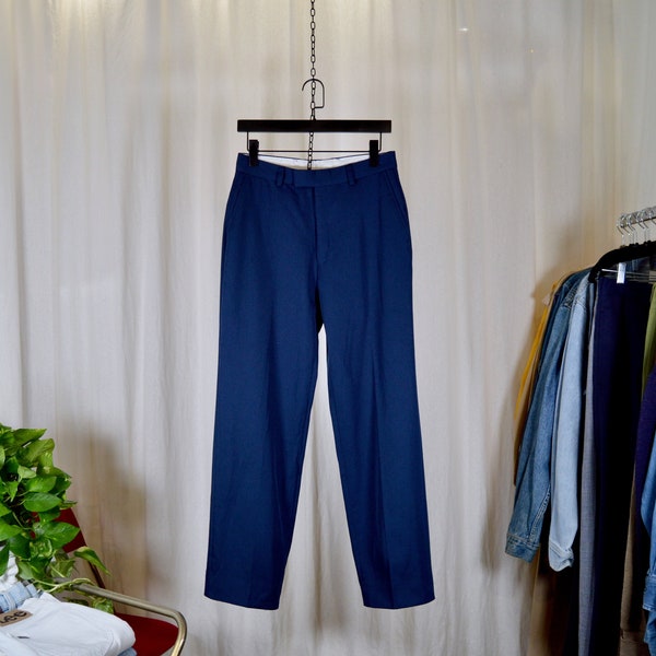 Pantalon plat / tissus sergé bleu pétrole / homme taille 38