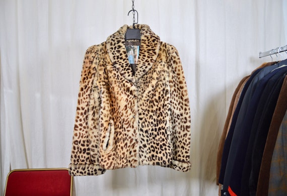 Short coat leopard print sheep fur woman size XXS